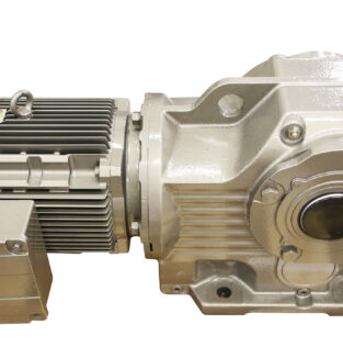 Gearmotor, Belt Conveyor Drive, SEW Eurodrive KA107BDRN160L4, 90.96 Ratio/20 rpm (Gray)
