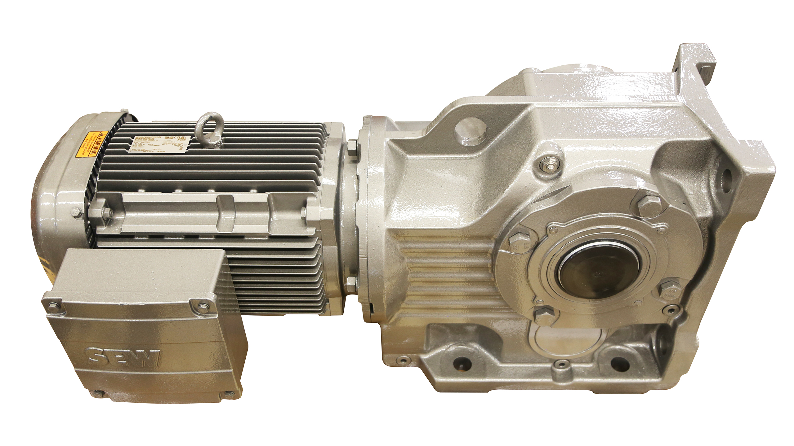 Gearmotor, Belt Conveyor Drive, SEW Eurodrive KA107BDRN160L4, 90.96 Ratio/20 rpm (Gray)