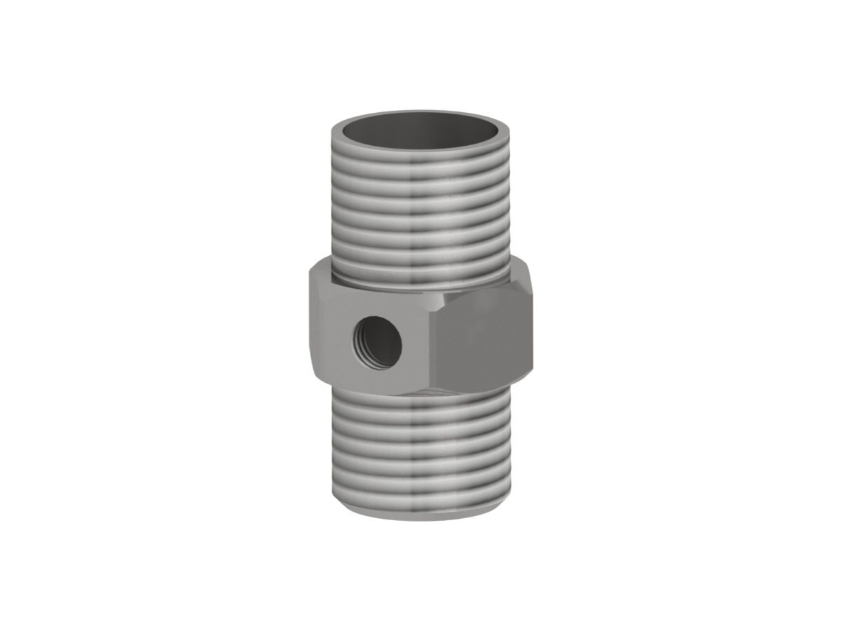 JIC Connector (Male) w/ Tapped Hole, Stainless Steel