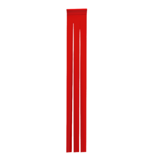 Mitter Curtain, 12"W x 79"Lg w/4" Cuts, Straight-Cut, Looped/Glued, Cloth - Red