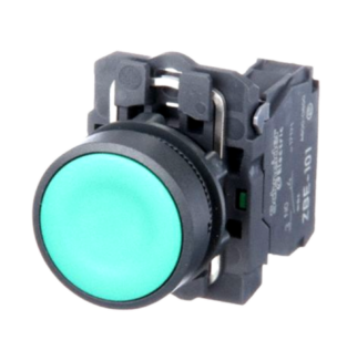 Flush Push Button, 22mm, Non-Illuminated, Green