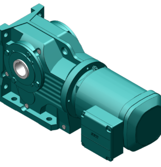 Gearmotor, Belt Conveyor Drive, SEW Eurodrive KA107BDRN160L4, 90.96 Ratio/20 rpm (Blue Green)